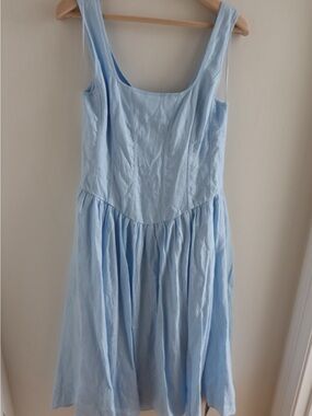Astr Light Blue Sleeveless Midi Dress